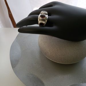 Three Amethyst Stone Sterling Silver Ring